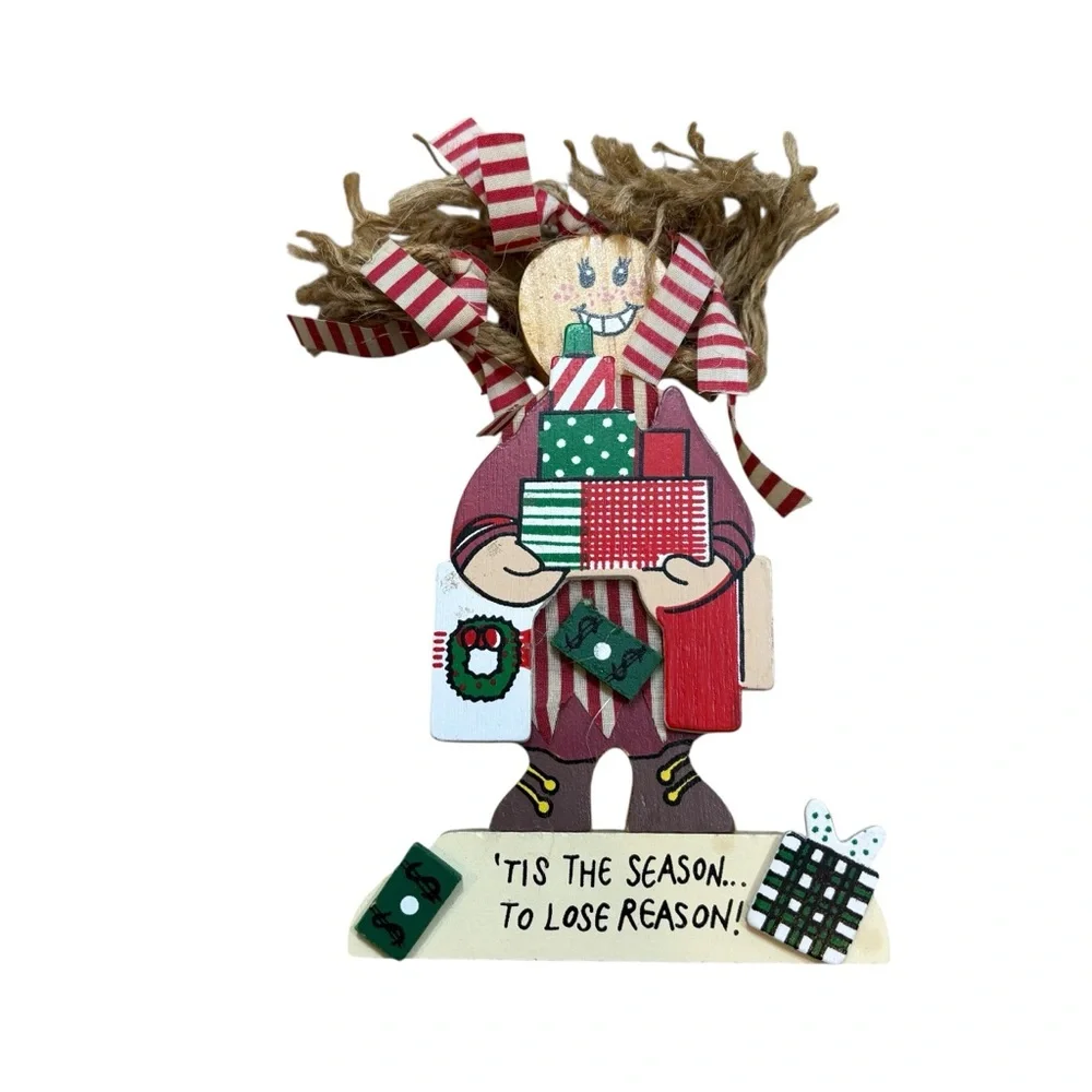 New in Box Vintage House of Lloyd Tis the Season Wooden Ornament‎